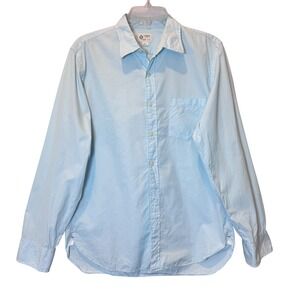 J Crew Men Medium Button Down Shirt Cotton 2-Ply Blue Preppy Academia Classic